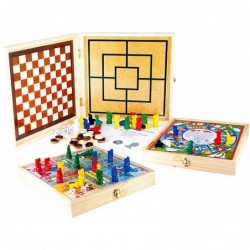 Jeujura - 11855- Jeux de Société-Coffret en Bois 100 Jeux