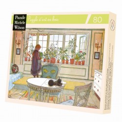 Michèle Wilson - Puzzle d'art en bois - 80 pièces - Fleurs sur la fenêtre - Larsson