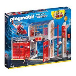 Playmobil - 9462 - Les pompiers - Caserne de pompiers avec hélicoptère