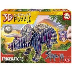 Educa - Puzzle 3D 67 pièces - Tricératops