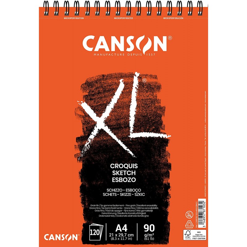 Canson - Beaux arts - Bloc XL de papier croquis - 120 feuilles - A4 - 90 g/m2