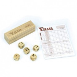 Jeujura - 8195- Jeux de Société-Jeu de Yam : Coffret en Bois et Bloc de Yam