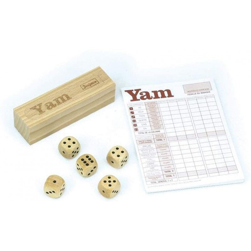 Jeujura - 8195- Jeux de Société-Jeu de Yam : Coffret en Bois et Bloc de Yam