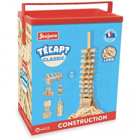 Jeujura - 8332- Jeux de Construction-Tecap Baril de Planchettes Classic - 200 Pieces