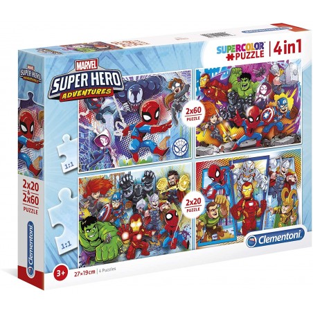 Clementoni - Puzzle 2x20 et 2x60 pièces - Marvel Superhero