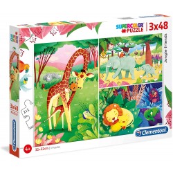 Clementoni - Puzzle 3x48 pièces - Animaux de la savane