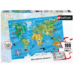 Nathan - Puzzle 100 pièces - Carte du monde des monuments