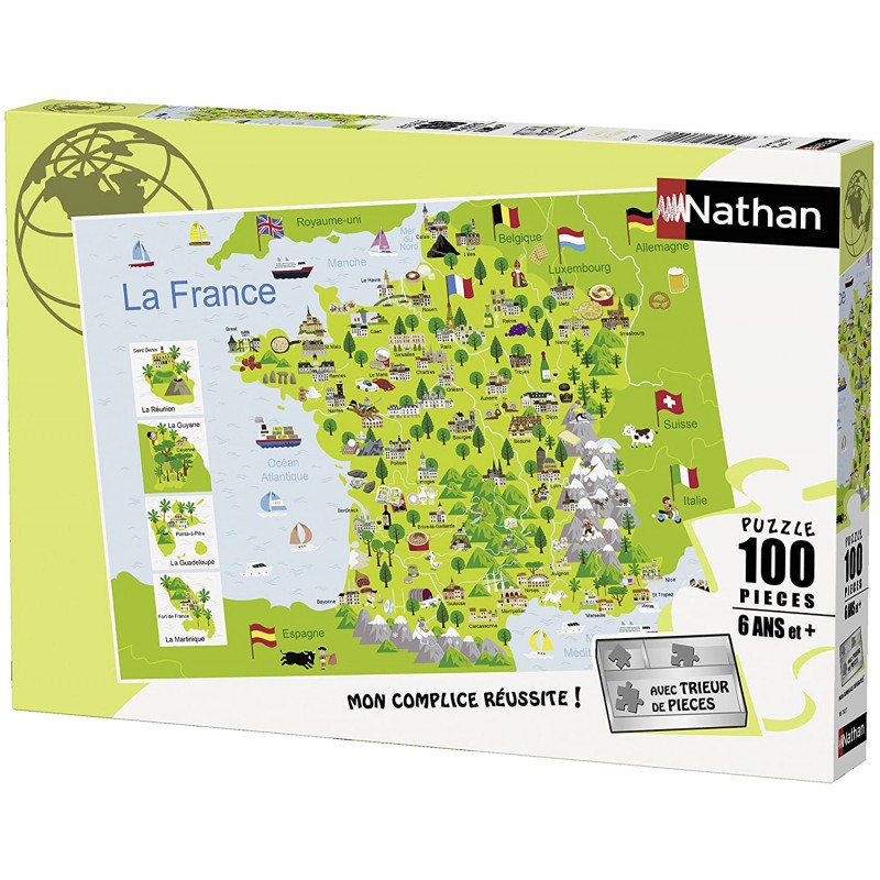 Nathan - Puzzle 100 pièces - Carte de France