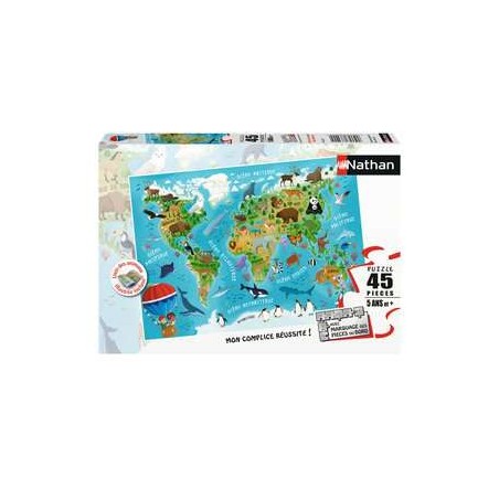 Ravensburger - Puzzle 45 pièces - Carte du monde des animaux