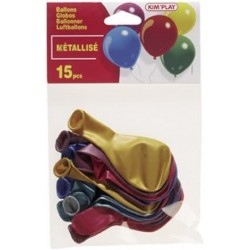 Kim Play - Sachet de 15 ballons de baudruche métallisés - 25 cm