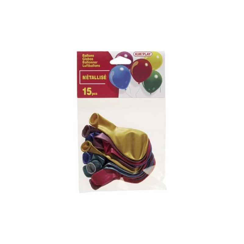 Kim Play - Sachet de 15 ballons de baudruche métallisés - 25 cm
