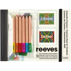 Reeves - Loisirs créatifs - Cartes postales à colorier avec crayon - Colorful cosmos