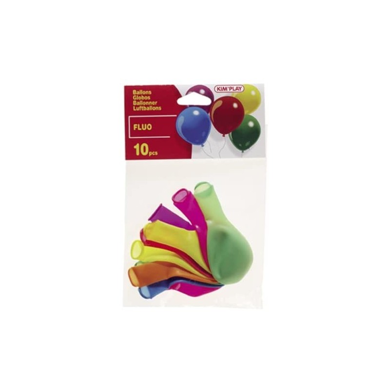 Kim Play - Sachet de 10 ballons de baudruche fluo