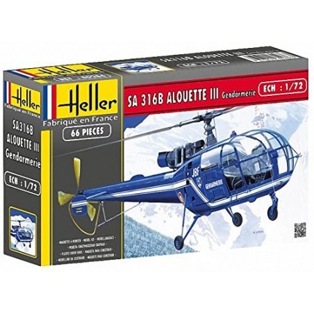 HELLER Modellbausatz SA Alouette III Gendarmerie Hubschrauber – Plastikmodell In Grau Zum Selberbauen