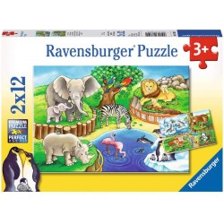 Ravensburger - Puzzles 2x12 pièces - Les animaux du zoo