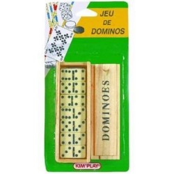 Kim Play - Jeu de domino résine ivoire dans un plumier en bois