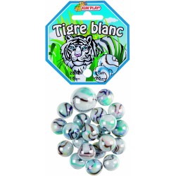 Kim Play - Filet de 20 billes et 1 calot - Tigre blanc