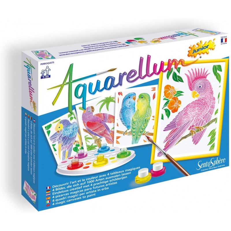 Recharge Aquarellum Junior Papillons - Sentosphère - 4 Planches Serties - Peinture Aquarelle Magique - Dès 7 Ans