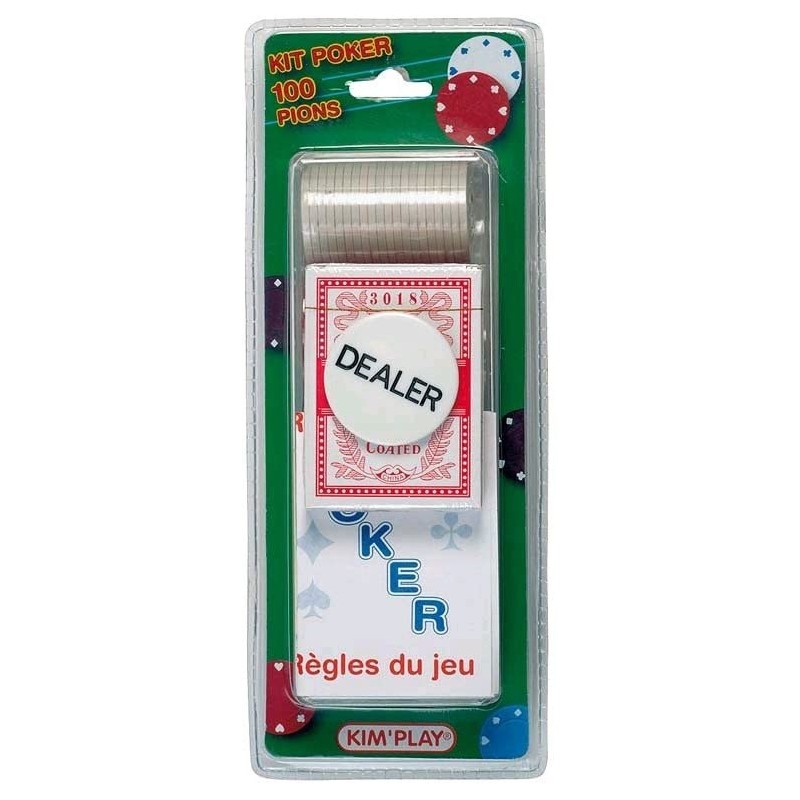 Kim Play - Kit de jeu de poker - Jeu de cartes avec jetons de poker et bouton dealer