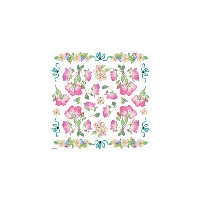 Papier de riz - Motif fleurs roses - 50x50cm