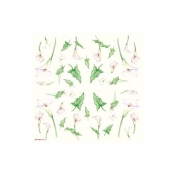 Papier de riz - Motif fleurs blanches - 50x50cm