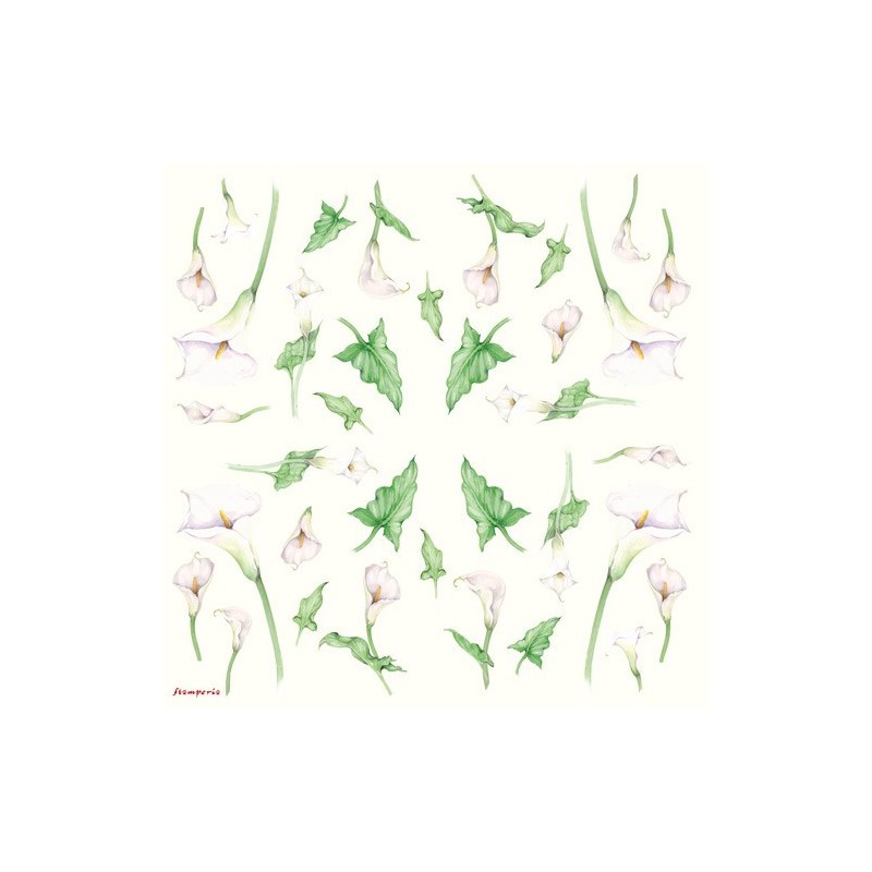 Papier de riz - Motif fleurs blanches - 50x50cm