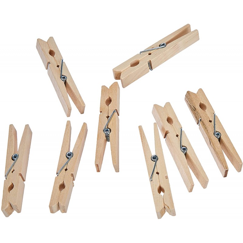Rayher - Blister de 100 pinces à linge en bois - 72 mm