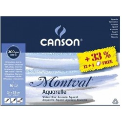 Canson - Beaux arts - Bloc collé Montval grain fin - 12 feuilles - 24x32 cm - 300 g/m2