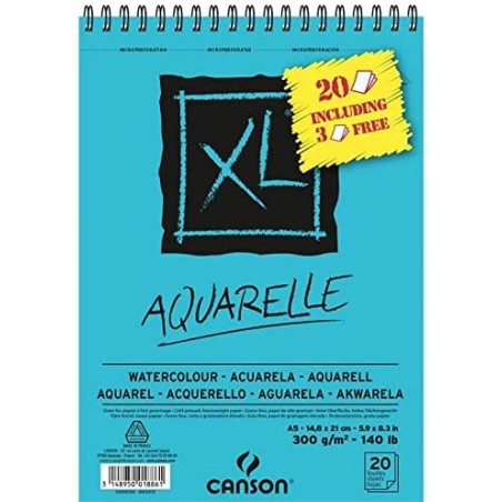 Canson - Beaux arts - Bloc XL à spirales - Aquarelle - A5 - 20 feuilles - 300 g/m2