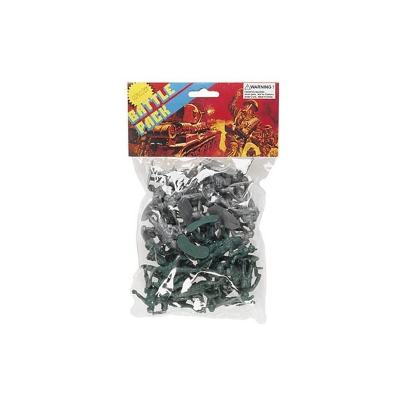 Kim Play - Blister de 40 petits soldats verts et gris en plastique