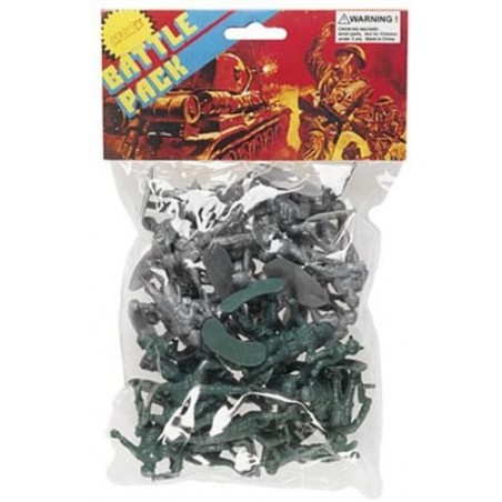 Kim Play - Blister de 40 petits soldats verts et gris en plastique