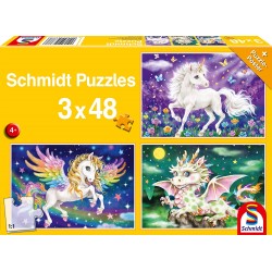 Schmidt - Puzzle 3x48 pièces - Animaux mythiques