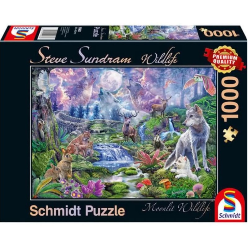 Schmidt - Puzzle 1000 pièces - Animaux sauvages au clair de lune