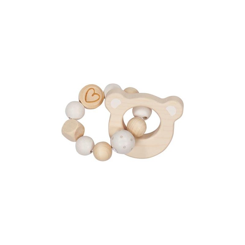 Goki - Hochet élastique en bois - Ourson