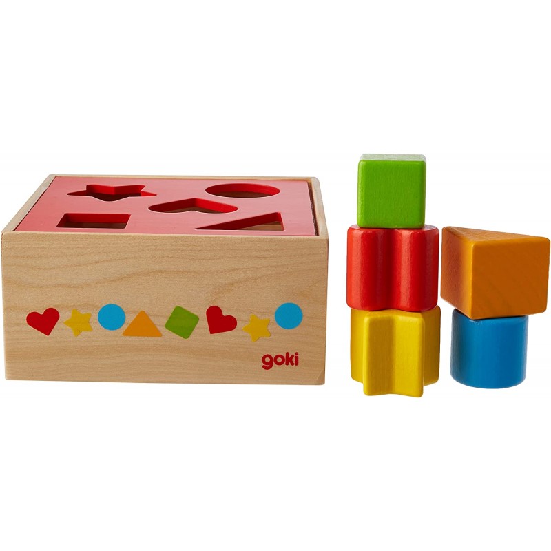Goki - Premier âge - Boîte à forme en bois avec pièces colorées