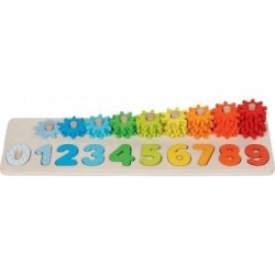 Goki - Puzzle en bois - Jeu éducatif - Apprendre à compter avec chiffres et engrenages