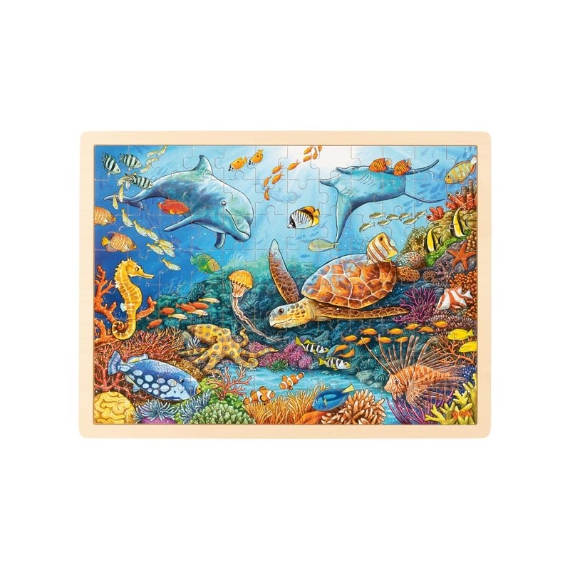 Goki - Puzzle en bois - 96 pièces - Océan et grande barrière de corail
