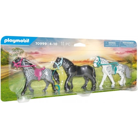 Playmobil - 70999 - Les poneys - 3 chevaux Frison, Knabstrupper, Andalou