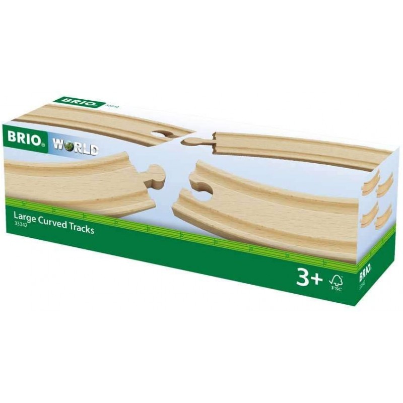 Brio - Jouet en bois - Grands rails courbes pour circuit de train - 170 mm