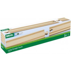 Brio - Jouet en bois - Rails droits longs pour circuit de train - 216 mm