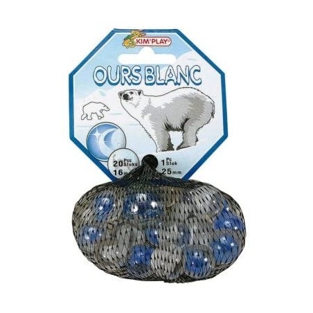 Kim Play - Filet de 20 billes et 1 calot - Ours de blanc