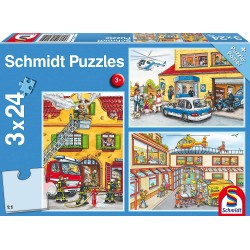 Schmidt - Puzzle 3x24 pièces - Pompiers et police