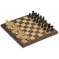 Goki - Jeu de société - Jeu d'échecs magnétiques dans une boîte en bois pliable