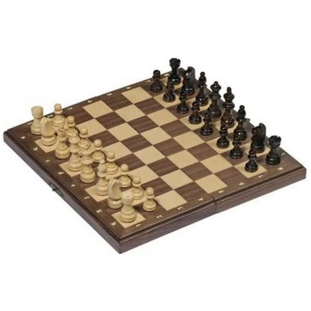 Goki - Jeu de société - Jeu d'échecs magnétiques dans une boîte en bois pliable