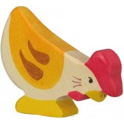 Holztiger - Figurine animal en bois - Poule picorant