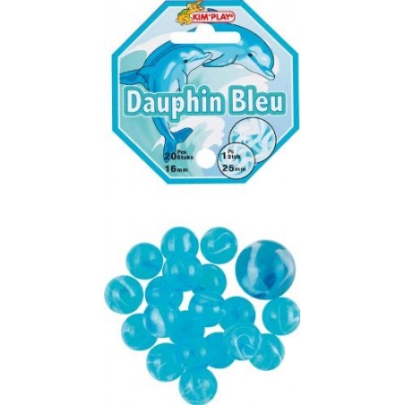Kim Play - Filet de 20 billes et 1 calot - Dauphin bleu