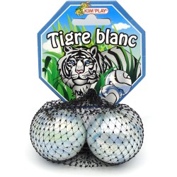 Kim Play - Filet de 2 billes boulards - Tigre blanc