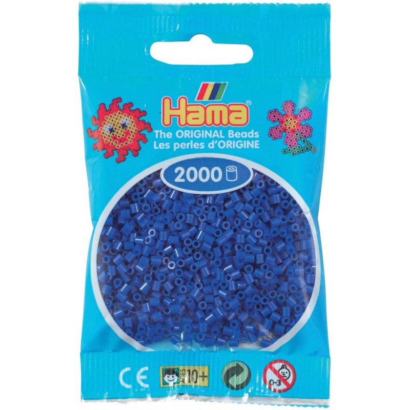 Hama - Perles - 501-08 - Taille Mini - Sachet 2000 perles bleu foncé