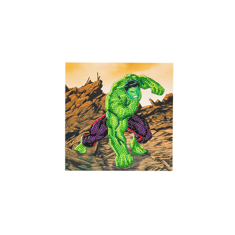OZ - Loisirs créatifs - Marvel - Hulk carte à diamanter 18x18cm Crystal Art