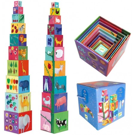 Djeco - DJ08505 - Cubes premier âge - 10 cubes Nature & animaux